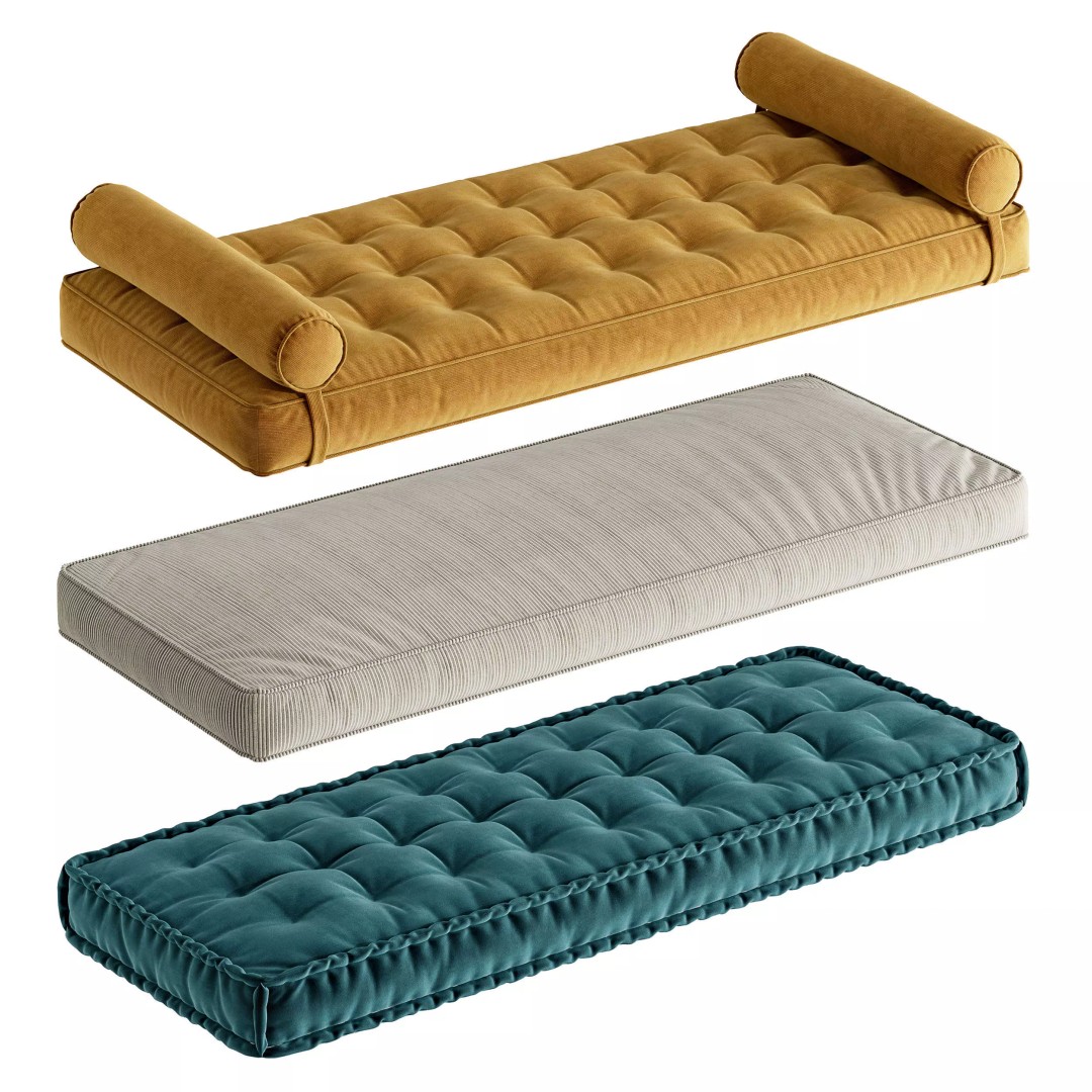 Pillow Set 3D Model – Cozy Window Seat Cushions, FBX, OBJ - View 2