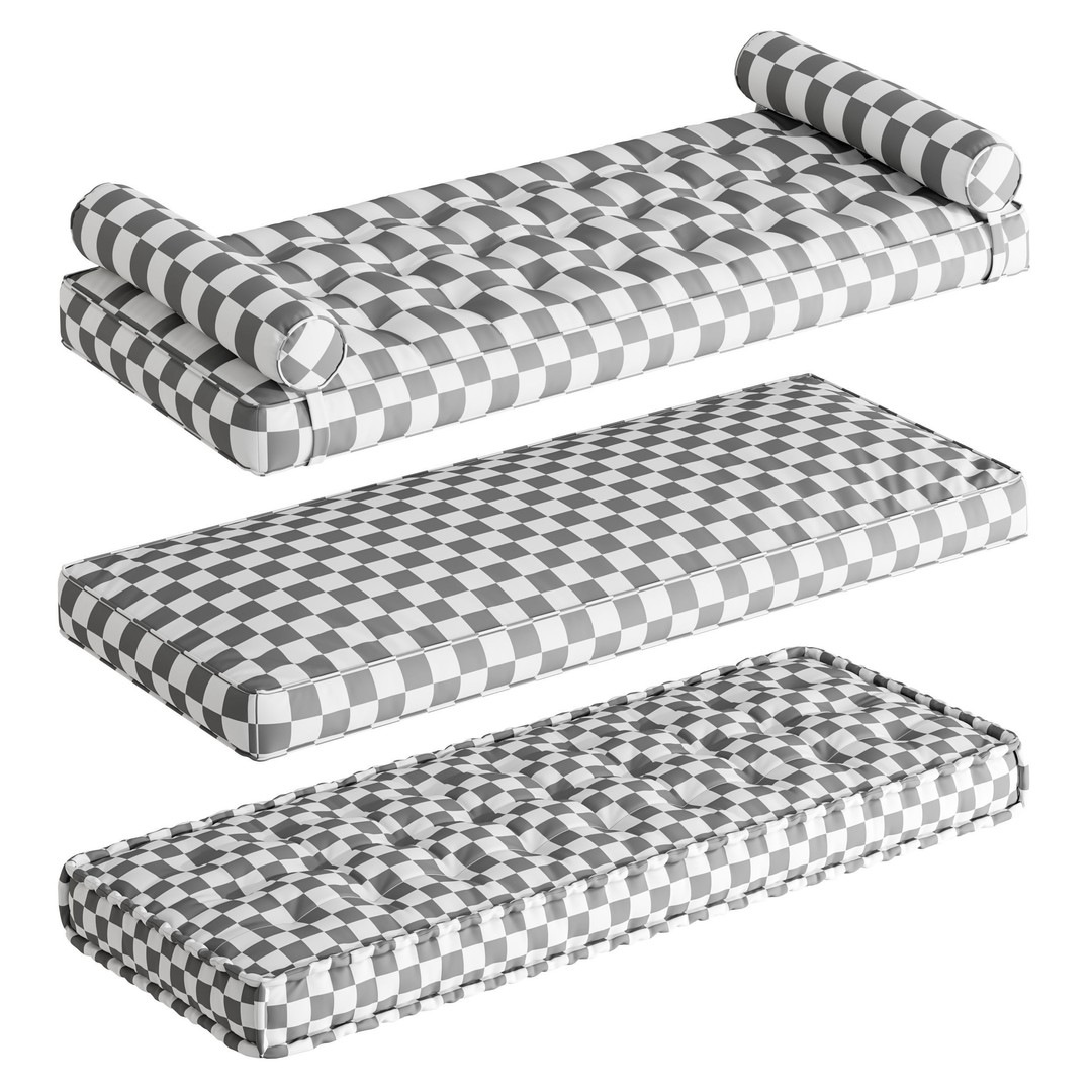 Pillow Set 3D Model – Cozy Window Seat Cushions, FBX, OBJ - View 3