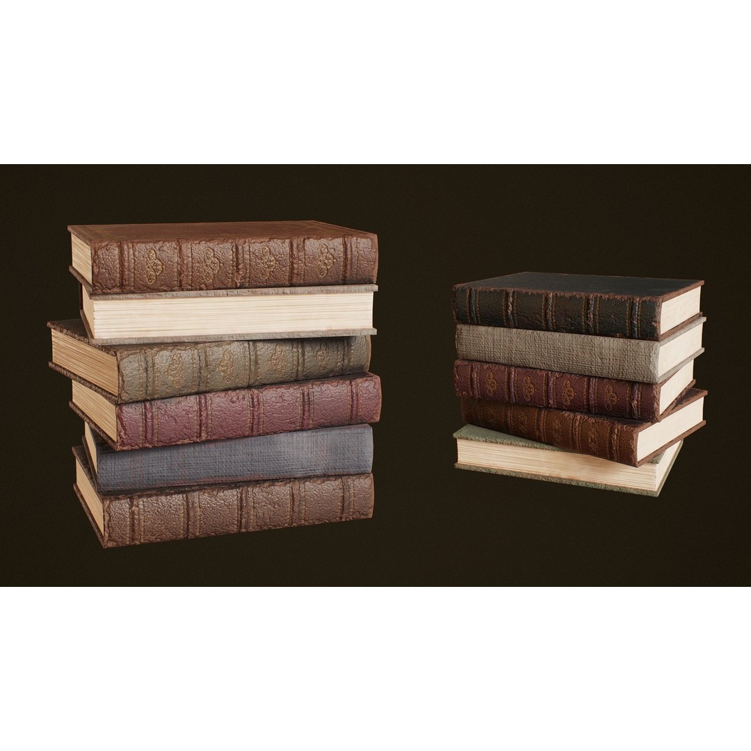 Victorian Books 3D Model – Low Poly PBR Game Ready Asset - View 10