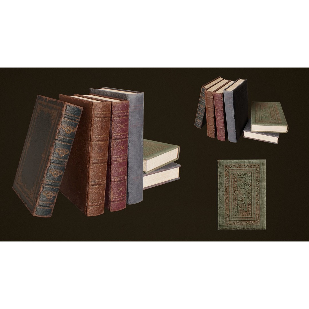 Victorian Books 3D Model – Low Poly PBR Game Ready Asset - View 11
