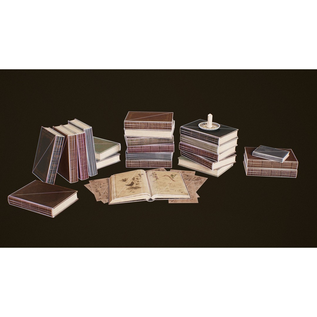 Victorian Books 3D Model – Low Poly PBR Game Ready Asset - View 15