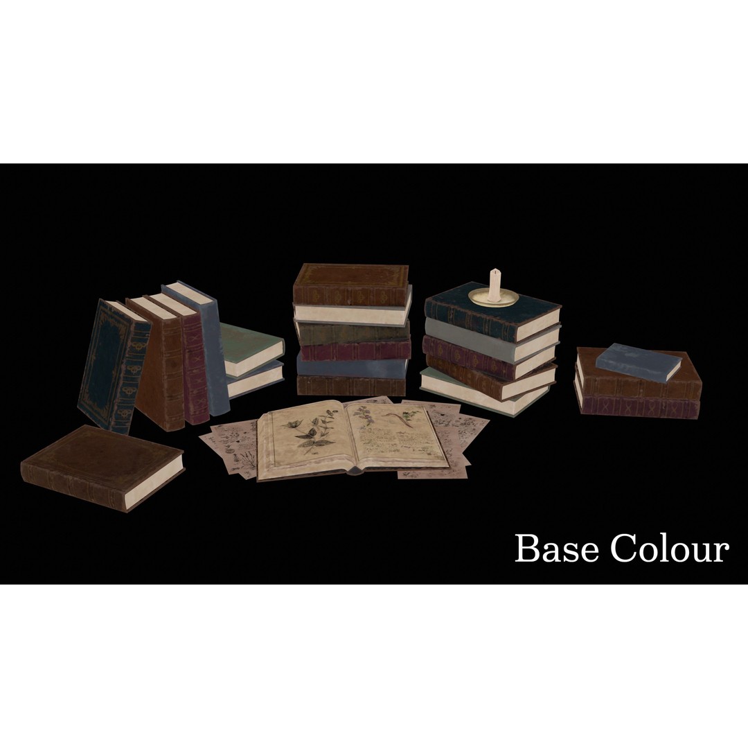 Victorian Books 3D Model – Low Poly PBR Game Ready Asset - View 20
