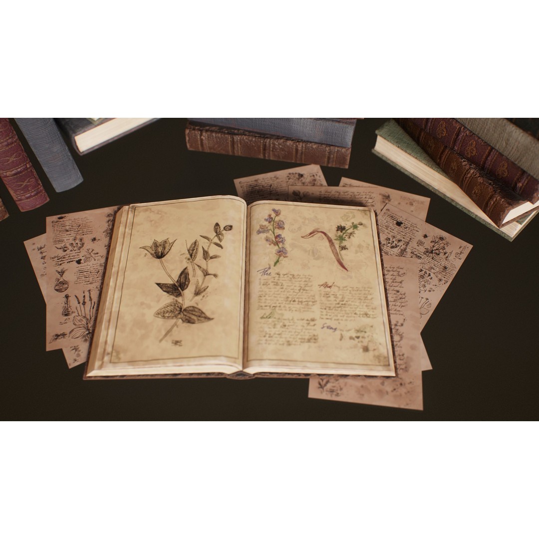 Victorian Books 3D Model – Low Poly PBR Game Ready Asset - View 7