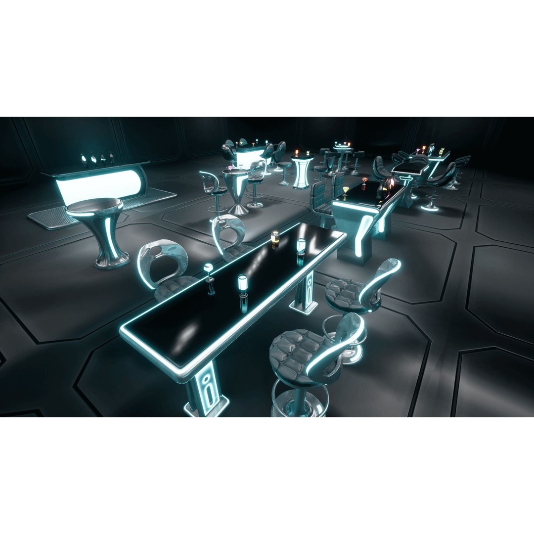 Cyber Bar 3D Model – Low Poly Sci-Fi Furniture Set for Games - View 11