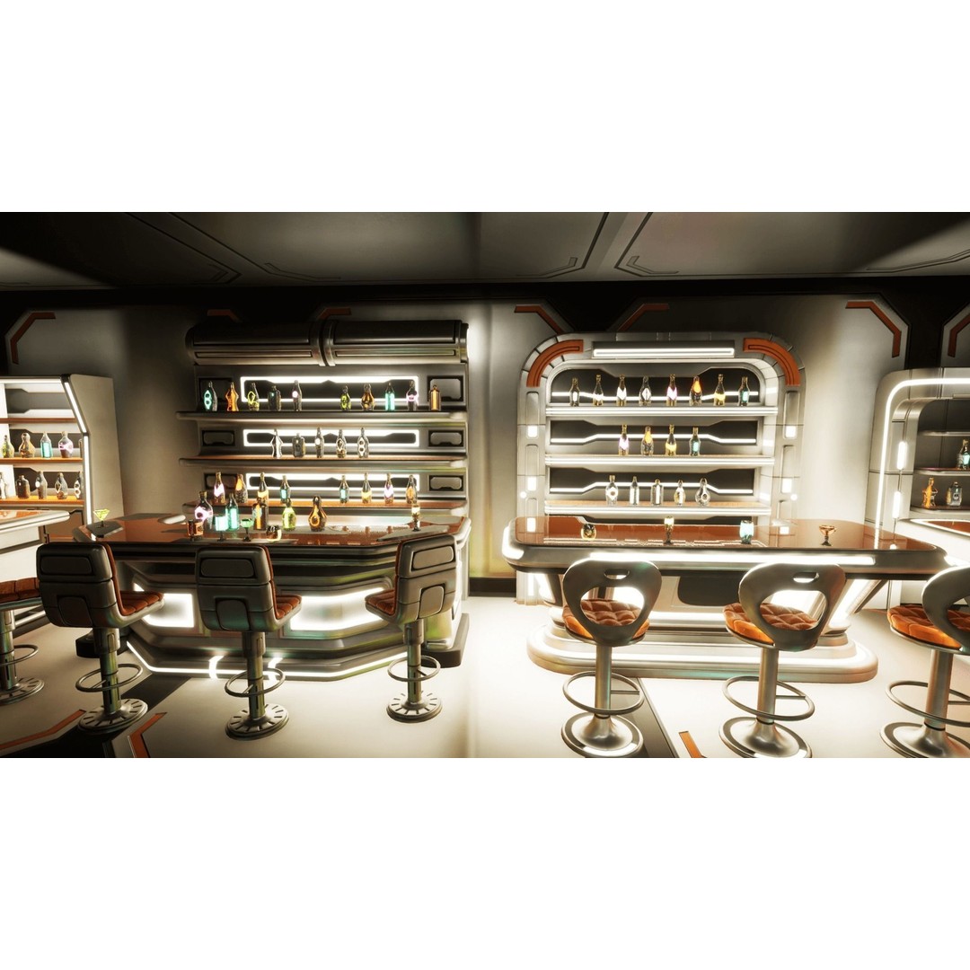 Cyber Bar 3D Model – Low Poly Sci-Fi Furniture Set for Games - View 12