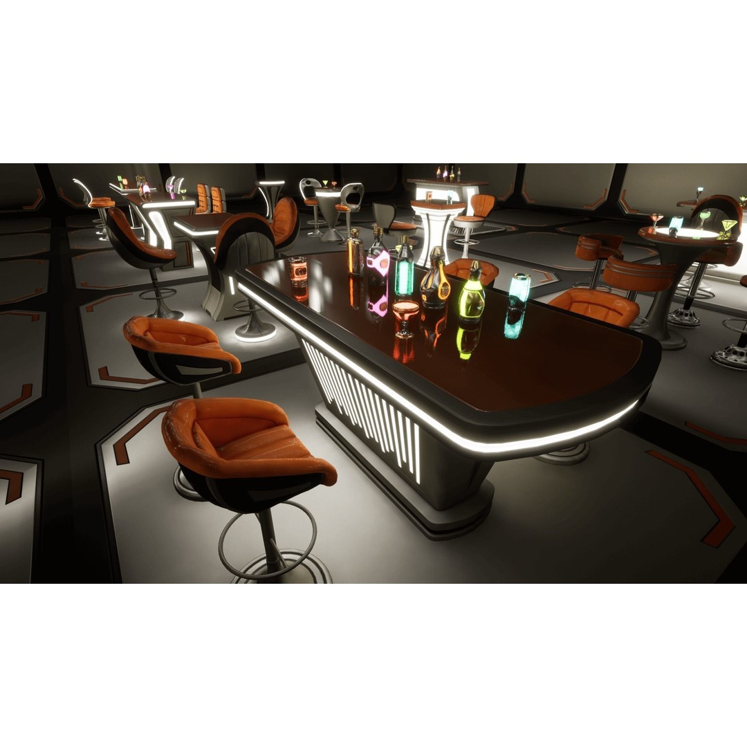 Cyber Bar 3D Model – Low Poly Sci-Fi Furniture Set for Games - View 13