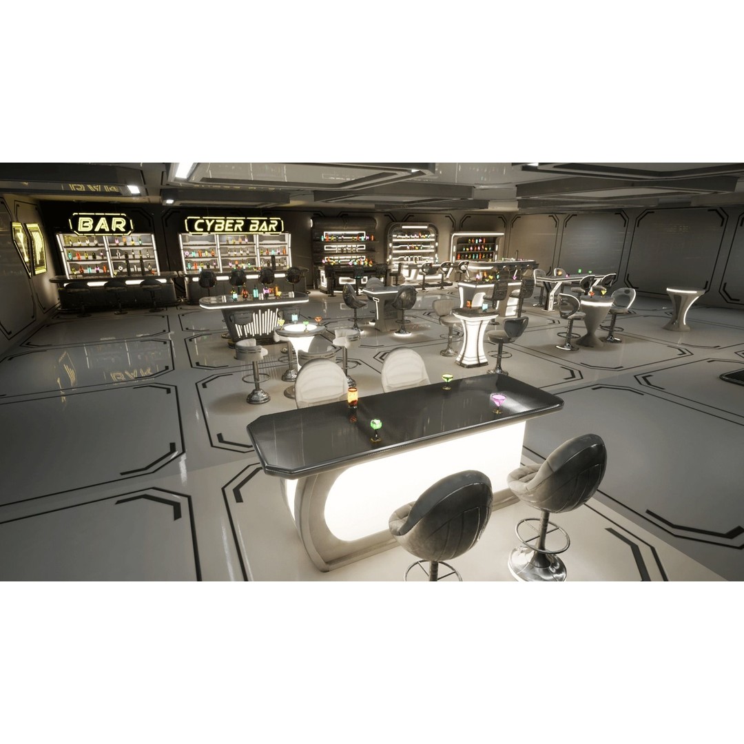 Cyber Bar 3D Model – Low Poly Sci-Fi Furniture Set for Games - View 7