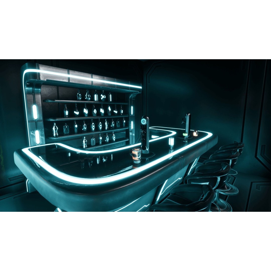 Cyber Bar 3D Model – Low Poly Sci-Fi Furniture Set for Games - View 8