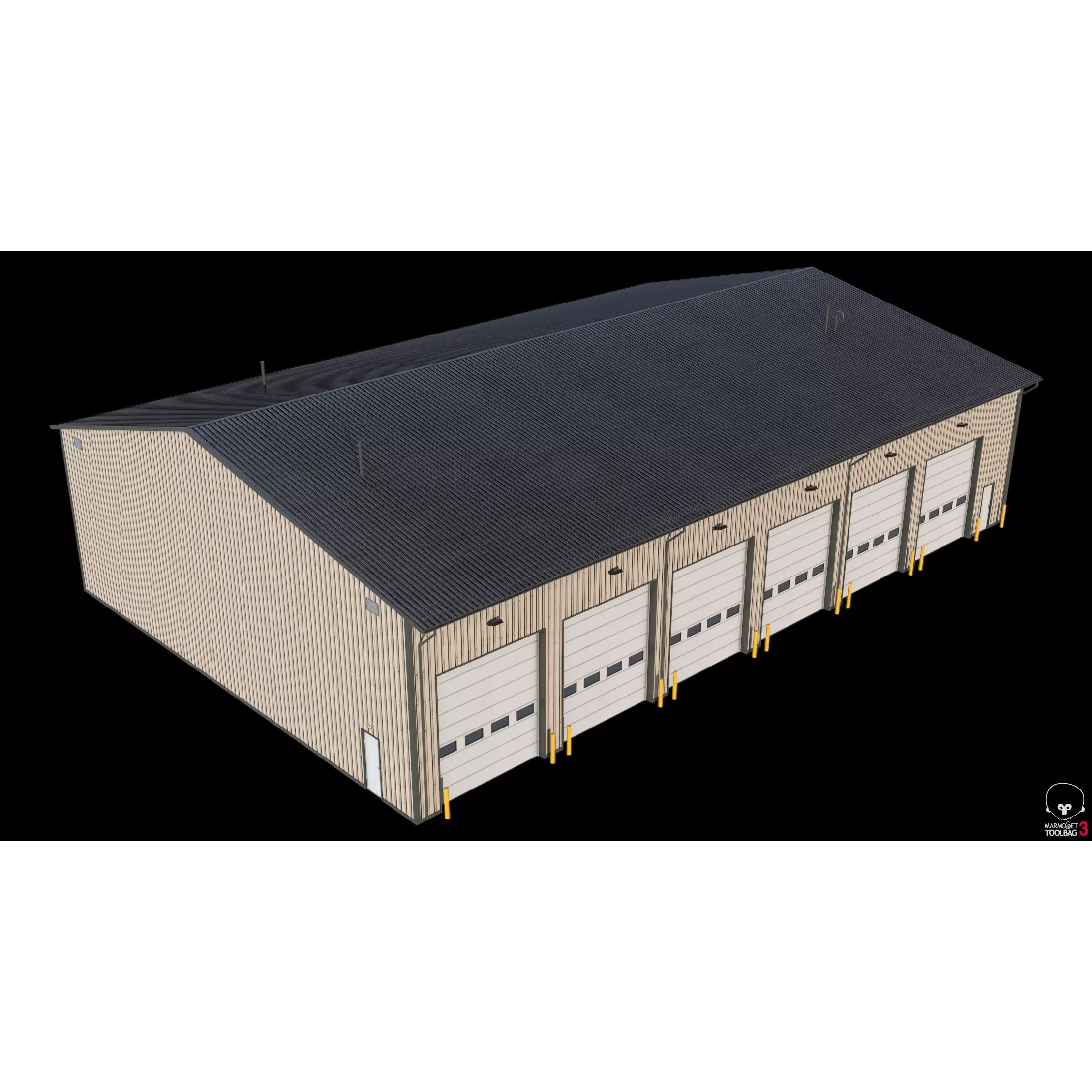 Industrial Building 45 - Low-Poly Game-Ready 3D Model