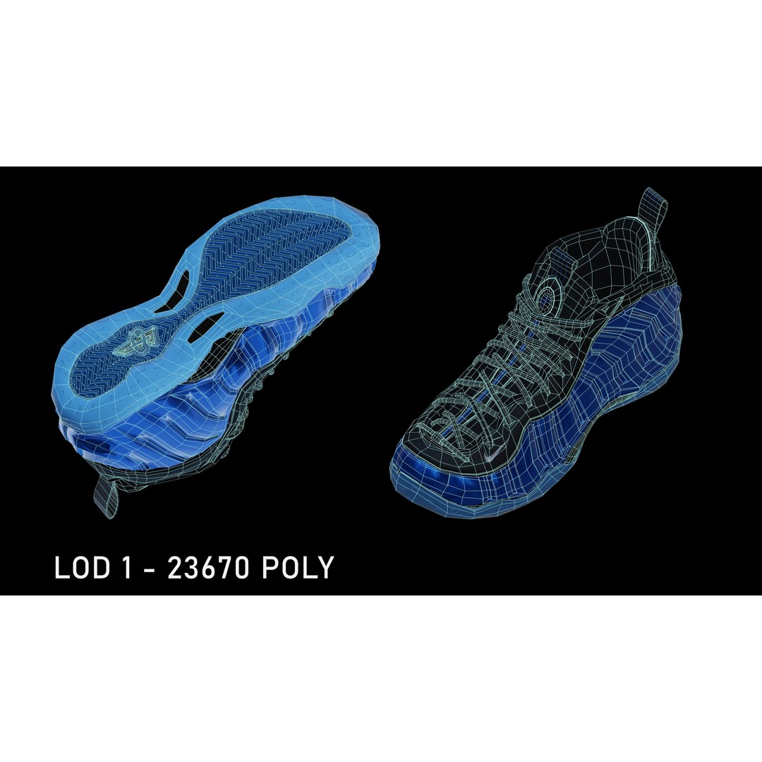 Nike Air Foamposite 3D Model – Low Poly Game Asset, Blender & FBX - View 10