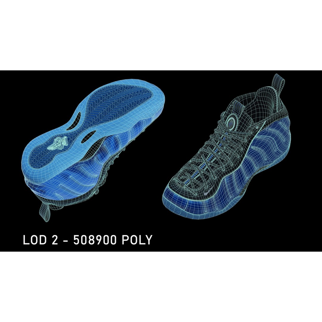 Nike Air Foamposite 3D Model – Low Poly Game Asset, Blender & FBX - View 11