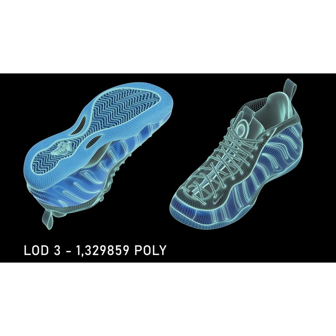 Nike Air Foamposite 3D Model – Low Poly Game Asset, Blender & FBX - View 12