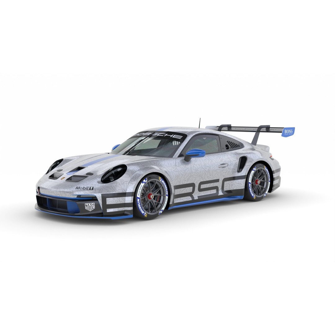 Porsche 911 GT3 Cup 3D Model – High Poly Racing Car, FBX, Blender - View 3