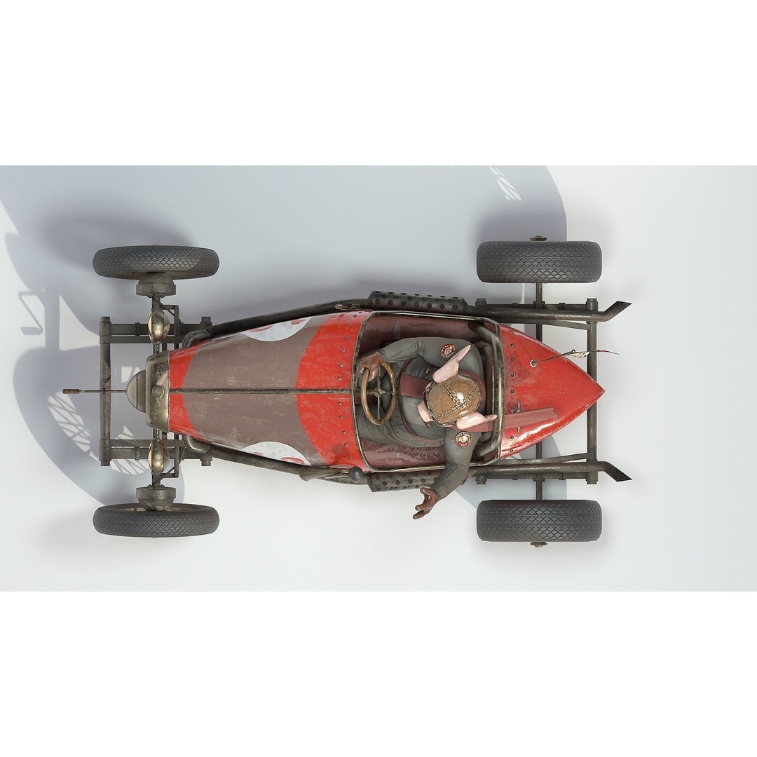 Pig Racing Car 3D Model – Low Poly Vehicle with PBR Textures, FBX - View 12
