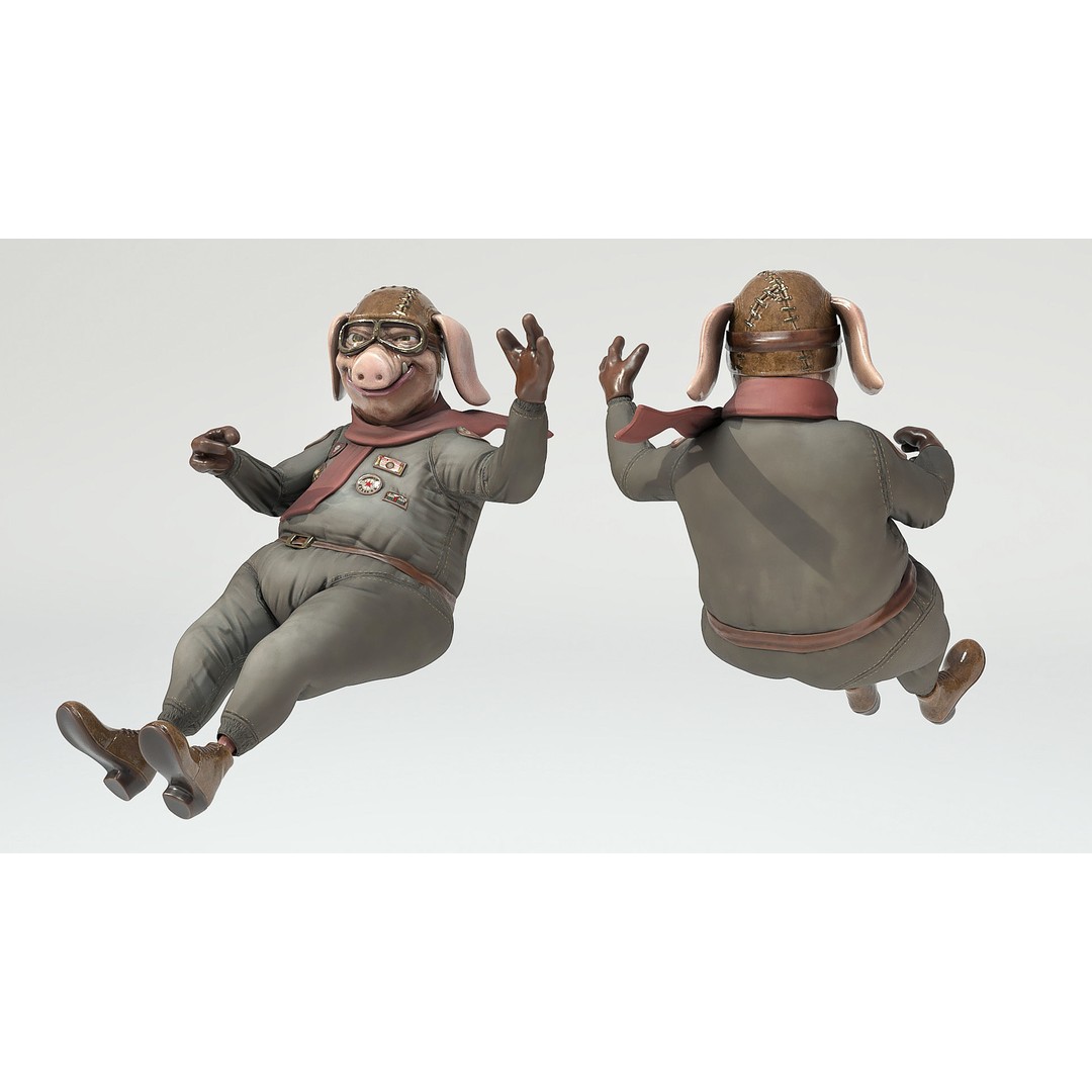 Pig Racing Car 3D Model – Low Poly Vehicle with PBR Textures, FBX - View 19