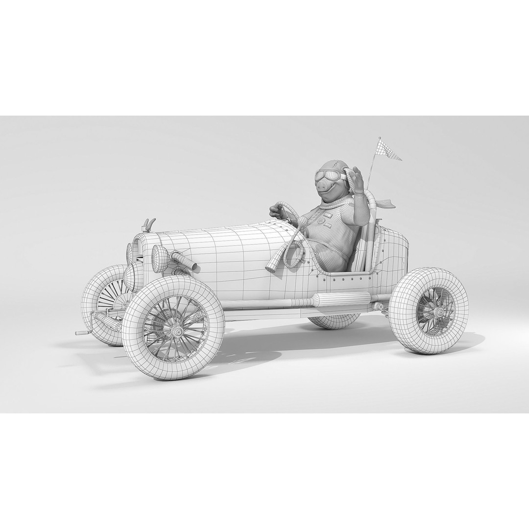 Pig Racing Car 3D Model – Low Poly Vehicle with PBR Textures, FBX - View 3