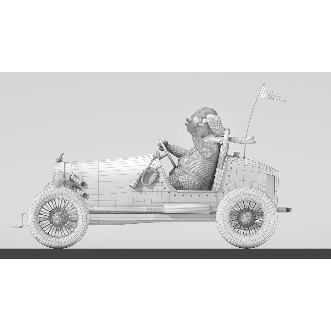 Pig Racing Car 3D Model – Low Poly Vehicle with PBR Textures, FBX - View 5