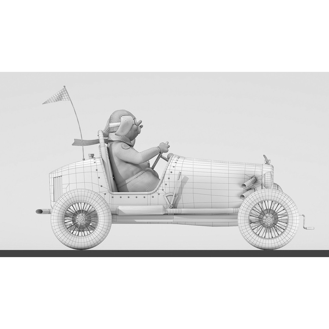 Pig Racing Car 3D Model – Low Poly Vehicle with PBR Textures, FBX - View 7