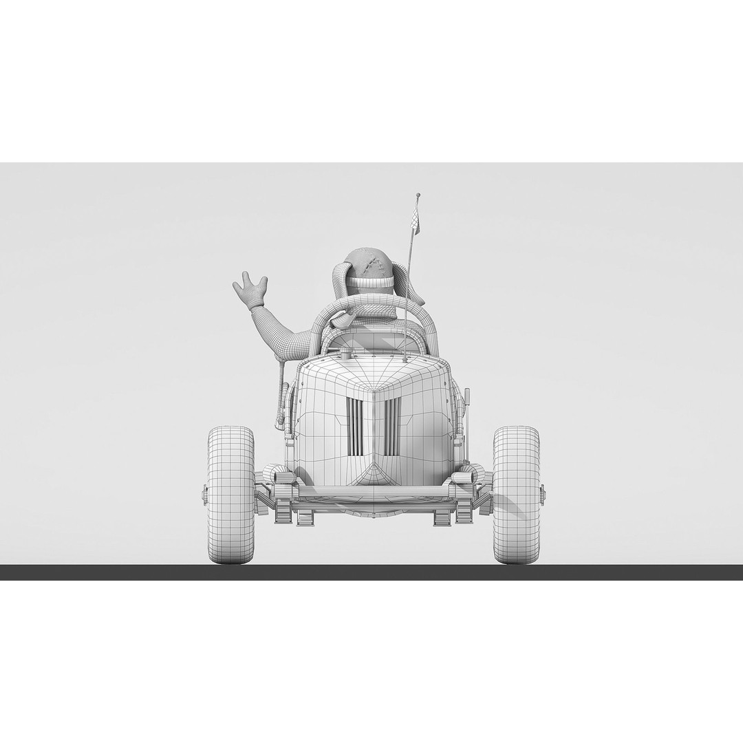 Pig Racing Car 3D Model – Low Poly Vehicle with PBR Textures, FBX - View 9