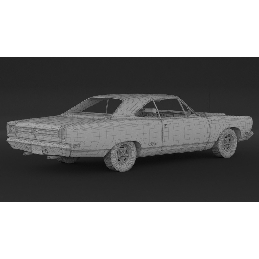 1969 Plymouth GTX 3D Model – High Poly Game Asset, FBX, OBJ - View 10