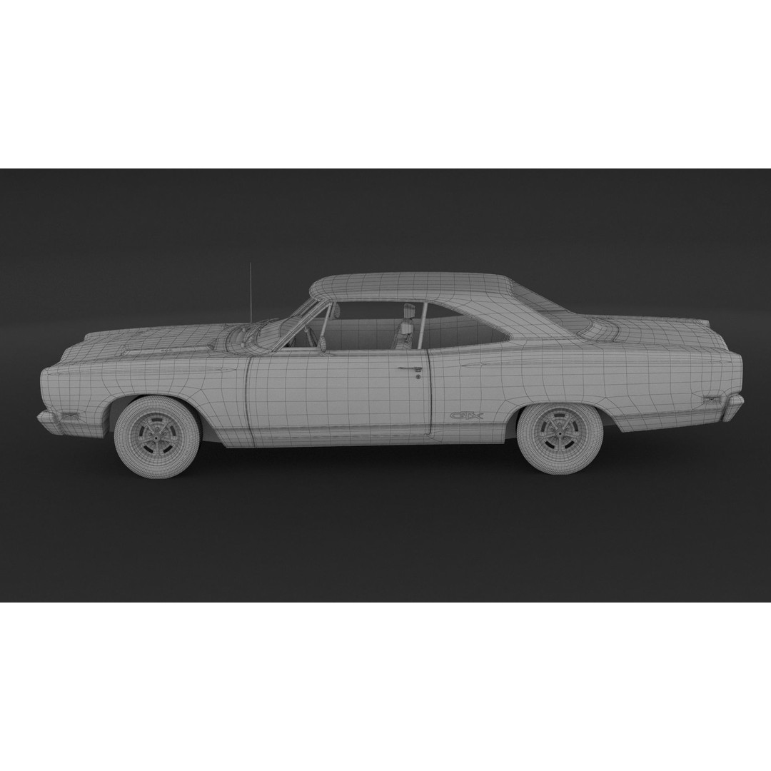 1969 Plymouth GTX 3D Model – High Poly Game Asset, FBX, OBJ - View 11