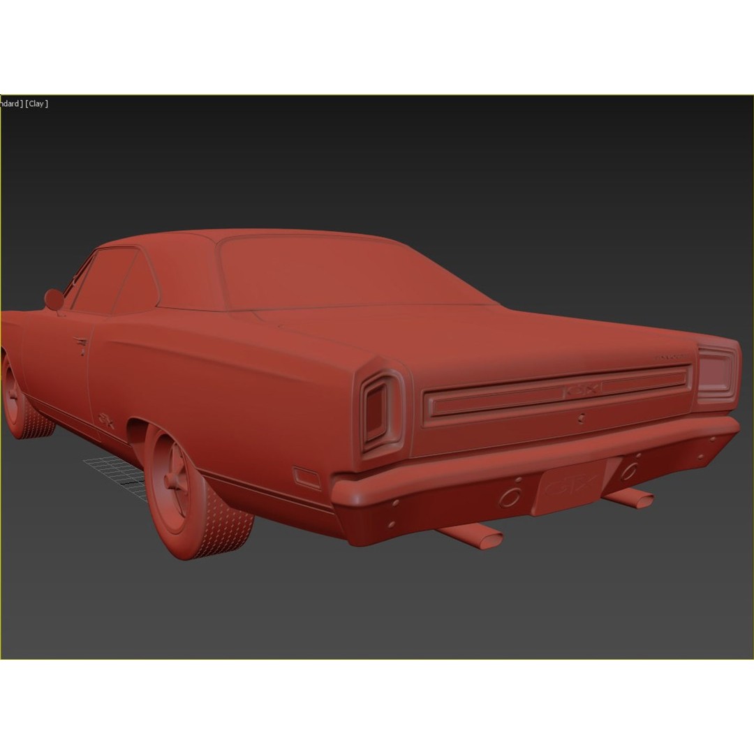 1969 Plymouth GTX 3D Model – High Poly Game Asset, FBX, OBJ - View 14