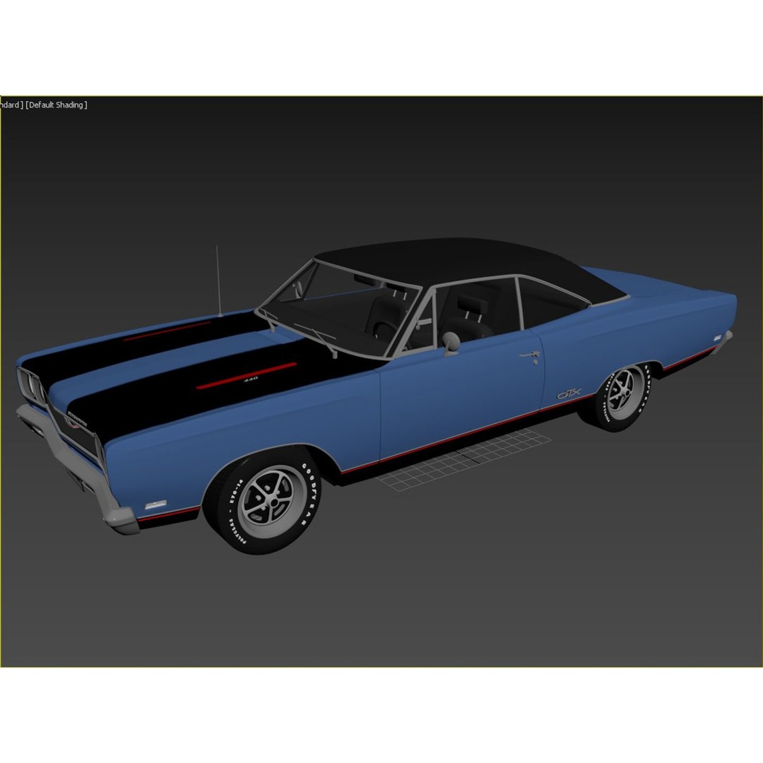 1969 Plymouth GTX 3D Model – High Poly Game Asset, FBX, OBJ - View 16