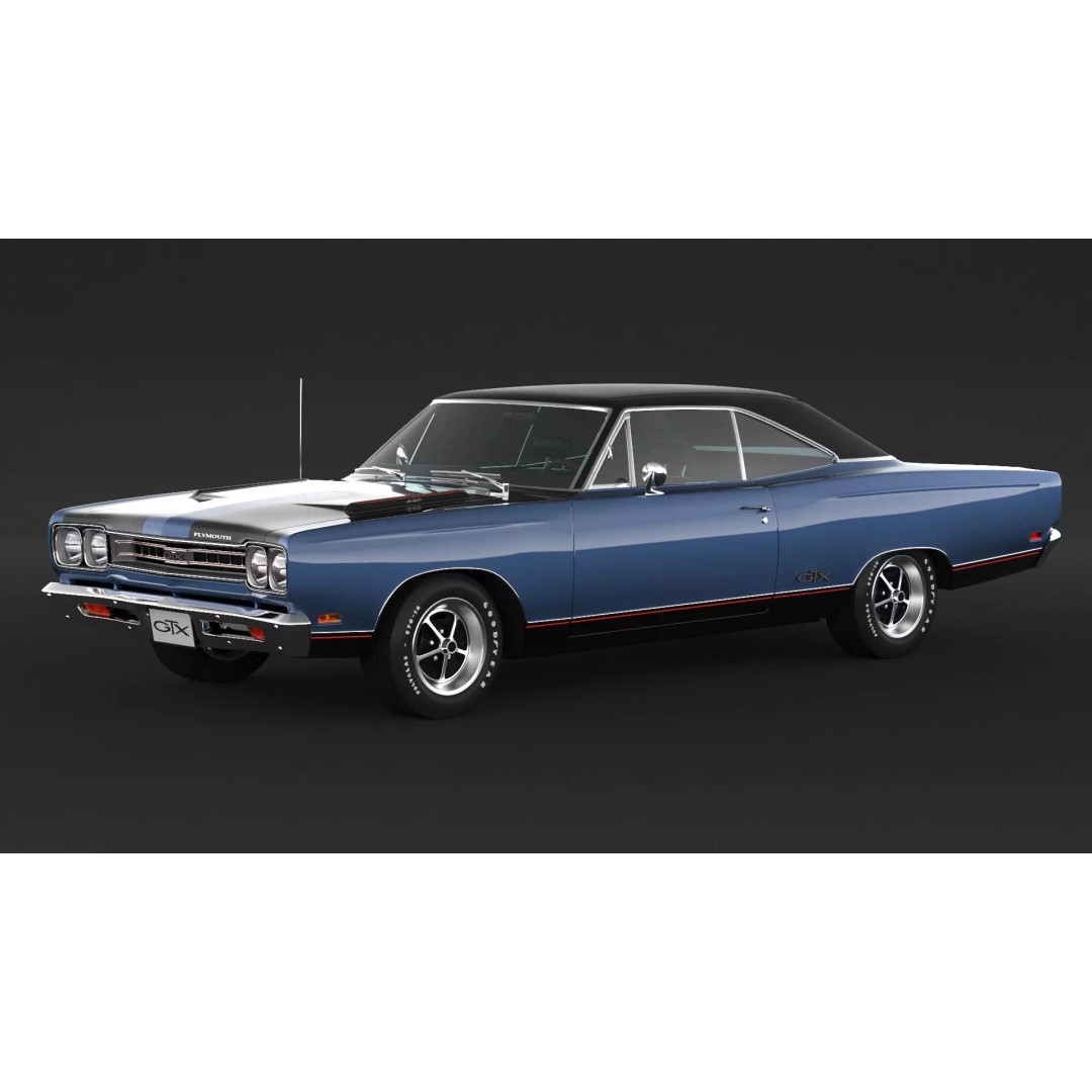 1969 Plymouth GTX 3D Model – High Poly Game Asset, FBX, OBJ - View 2