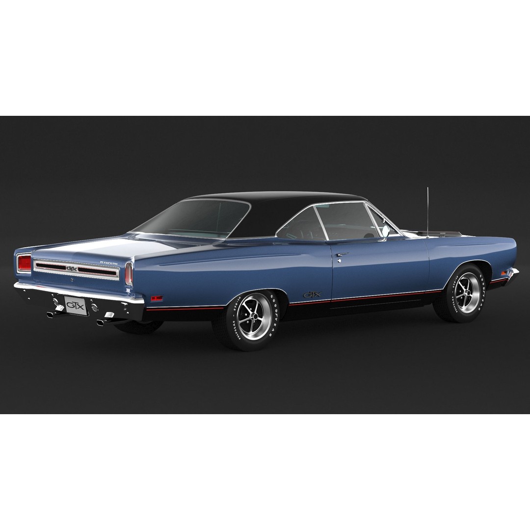 1969 Plymouth GTX 3D Model – High Poly Game Asset, FBX, OBJ - View 3