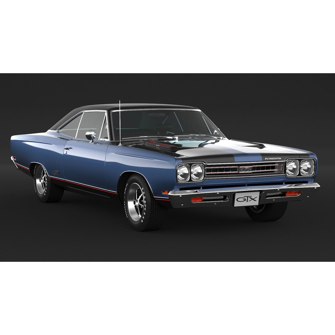 1969 Plymouth GTX 3D Model – High Poly Game Asset, FBX, OBJ - View 4