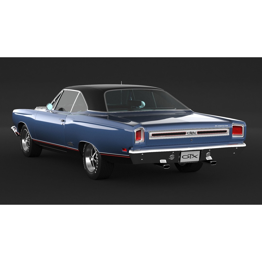 1969 Plymouth GTX 3D Model – High Poly Game Asset, FBX, OBJ - View 5
