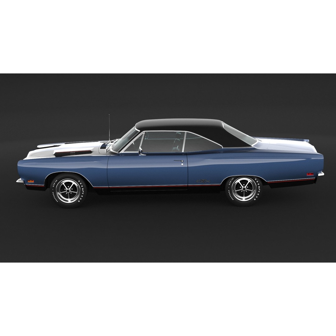 1969 Plymouth GTX 3D Model – High Poly Game Asset, FBX, OBJ - View 6