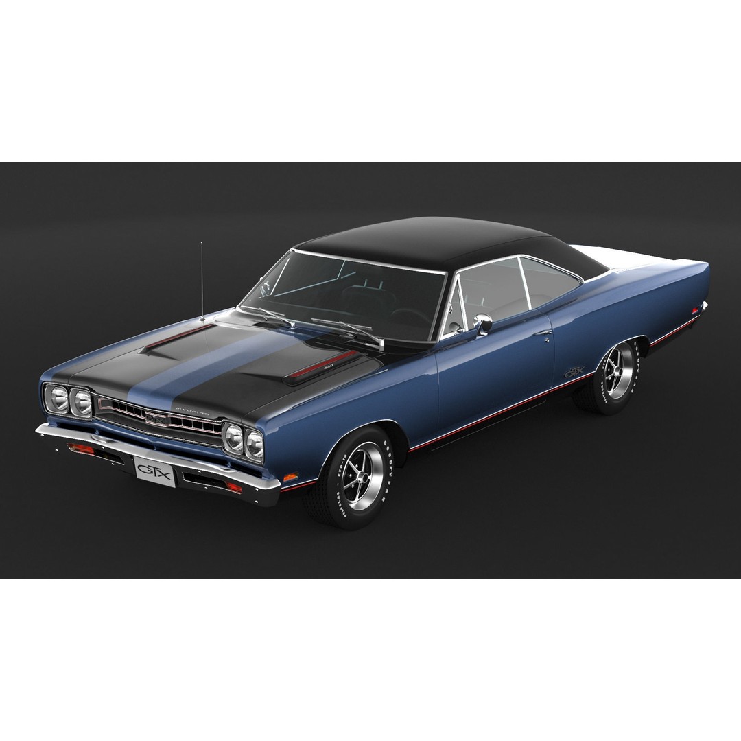 1969 Plymouth GTX 3D Model – High Poly Game Asset, FBX, OBJ - View 7