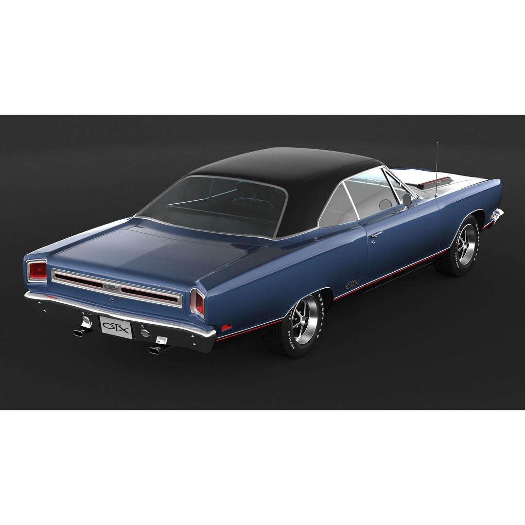1969 Plymouth GTX 3D Model – High Poly Game Asset, FBX, OBJ - View 8