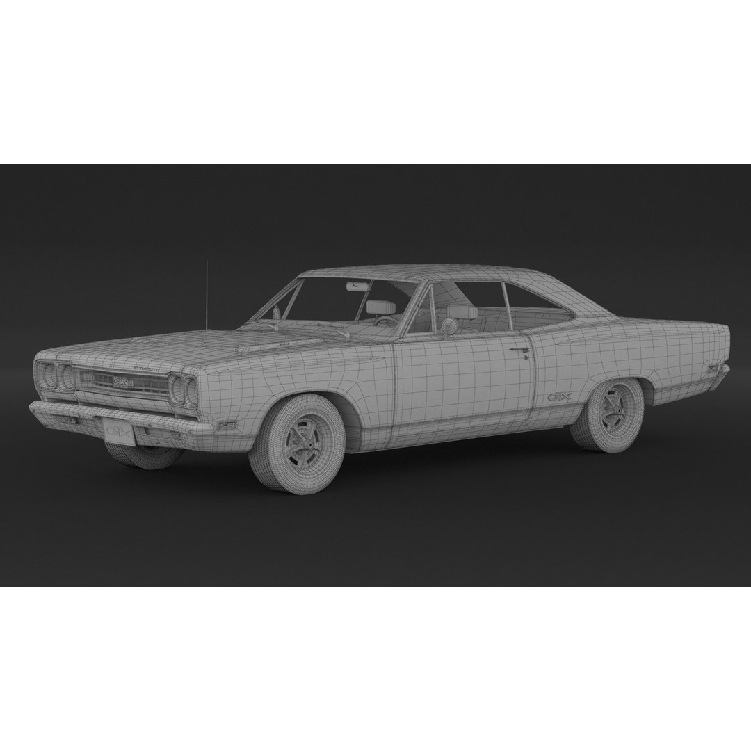 1969 Plymouth GTX 3D Model – High Poly Game Asset, FBX, OBJ - View 9