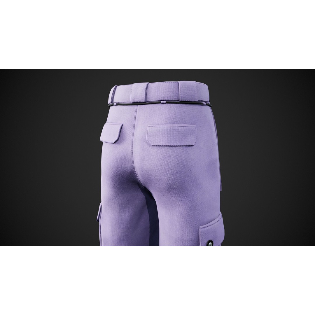 Light Violet Snowboard Pants 3D Model – Low Poly PBR Game Asset, FBX - View 10