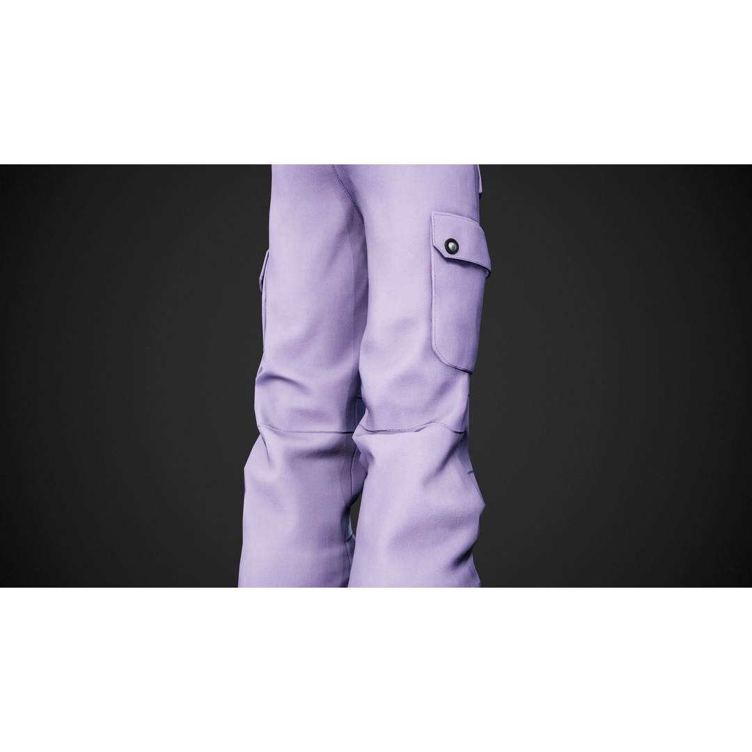 Light Violet Snowboard Pants 3D Model – Low Poly PBR Game Asset, FBX - View 11