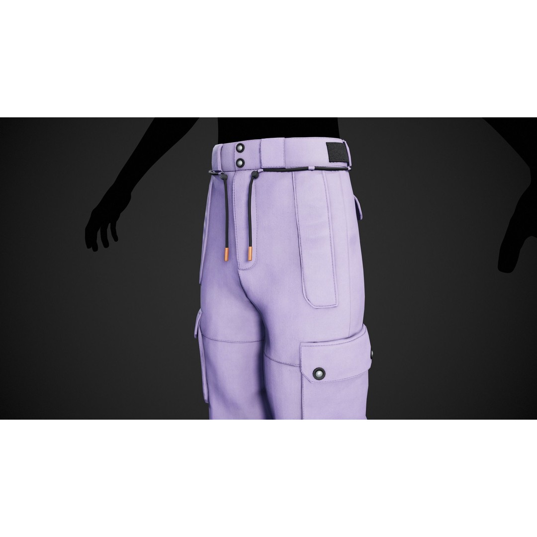 Light Violet Snowboard Pants 3D Model – Low Poly PBR Game Asset, FBX - View 4