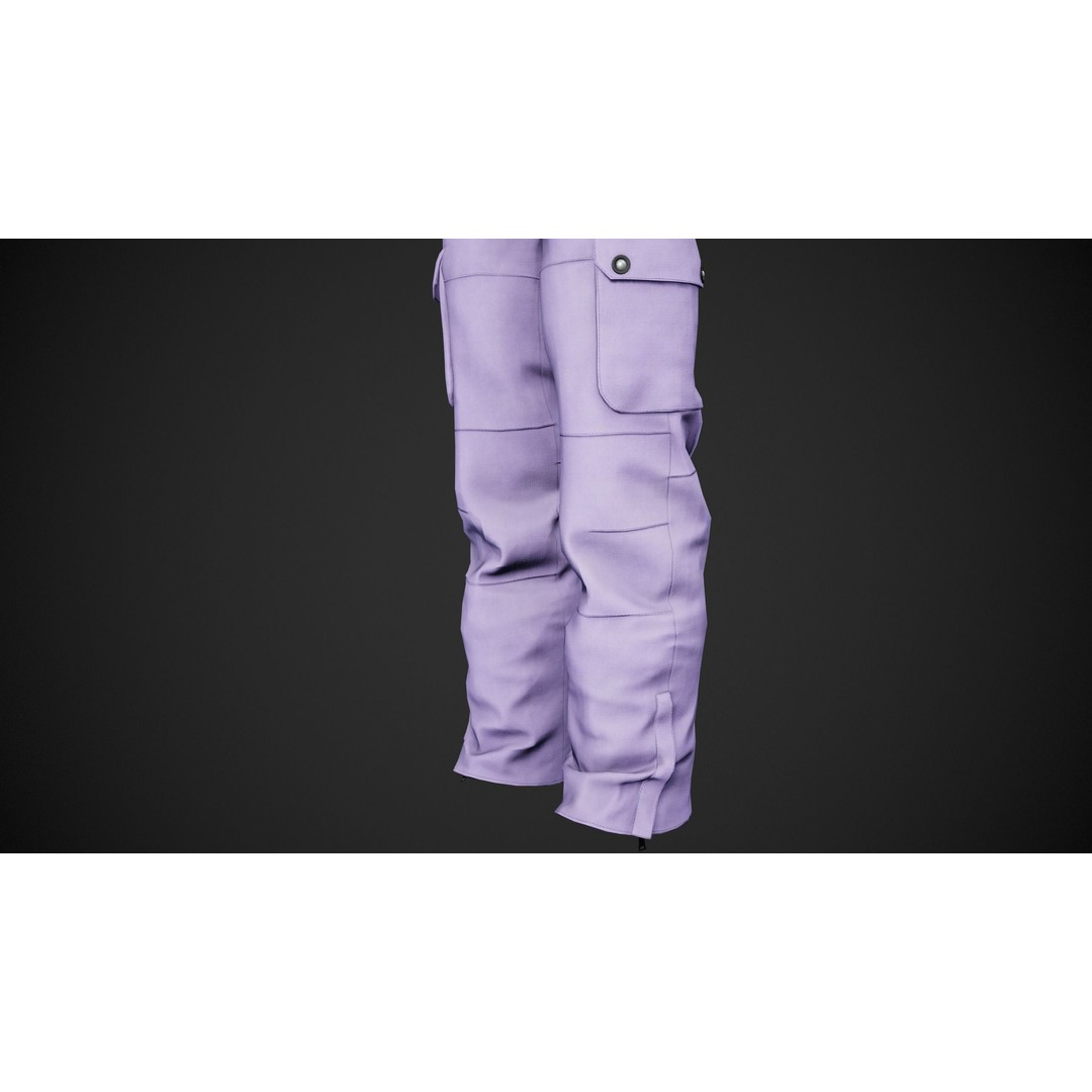 Light Violet Snowboard Pants 3D Model – Low Poly PBR Game Asset, FBX - View 5