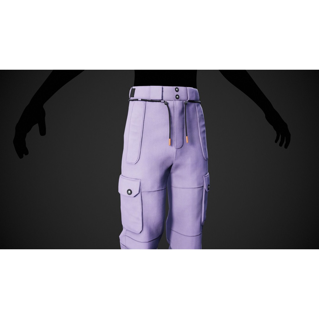Light Violet Snowboard Pants 3D Model – Low Poly PBR Game Asset, FBX - View 6