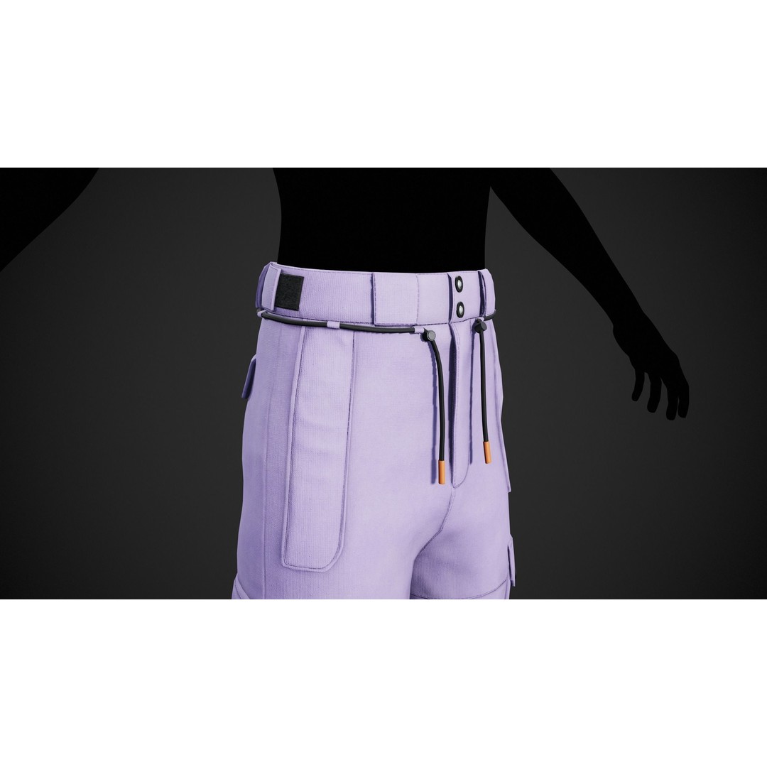 Light Violet Snowboard Pants 3D Model – Low Poly PBR Game Asset, FBX - View 7