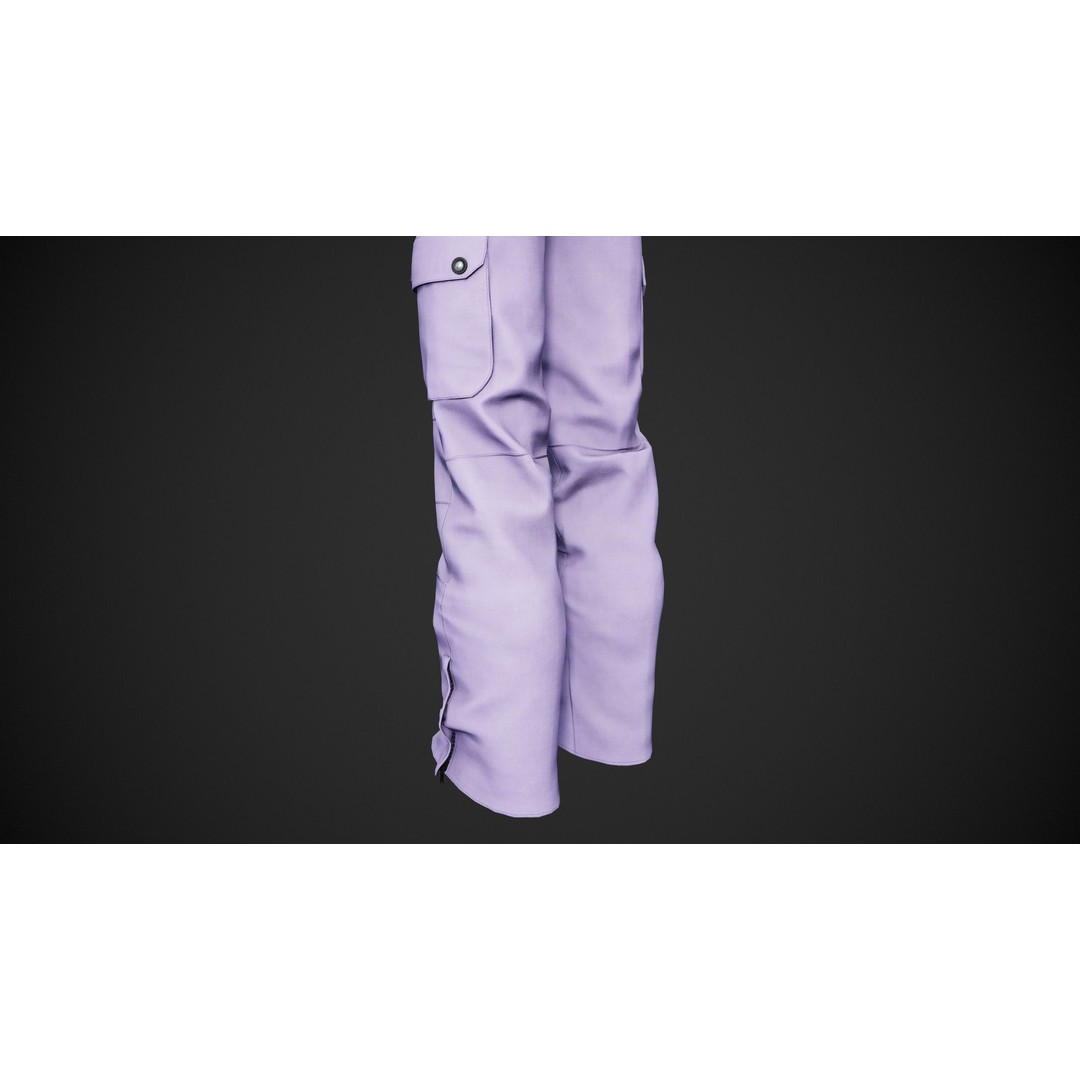 Light Violet Snowboard Pants 3D Model – Low Poly PBR Game Asset, FBX - View 8