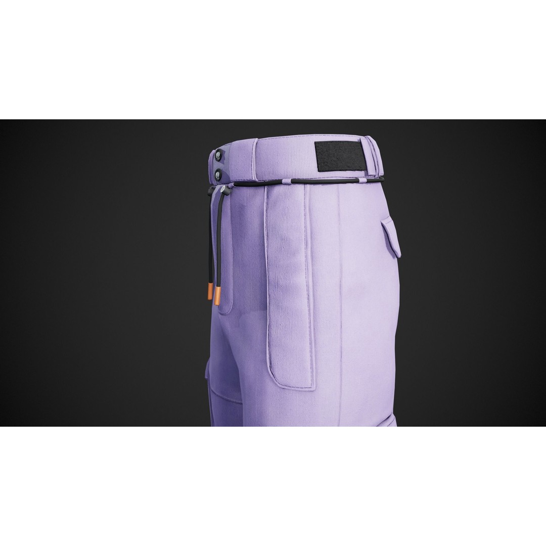 Light Violet Snowboard Pants 3D Model – Low Poly PBR Game Asset, FBX - View 9