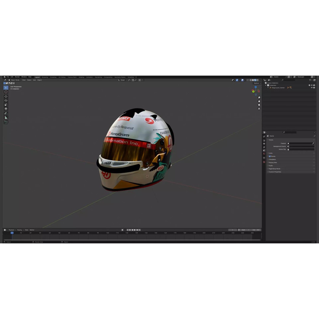Haas Helmets 2024 3D Model – High Detail PBR Asset, FBX, OBJ - View 13