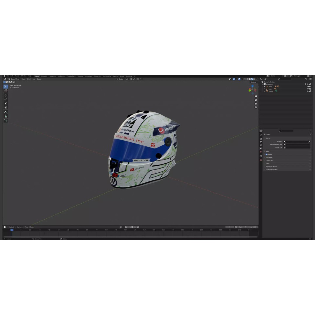 Haas Helmets 2024 3D Model – High Detail PBR Asset, FBX, OBJ - View 30