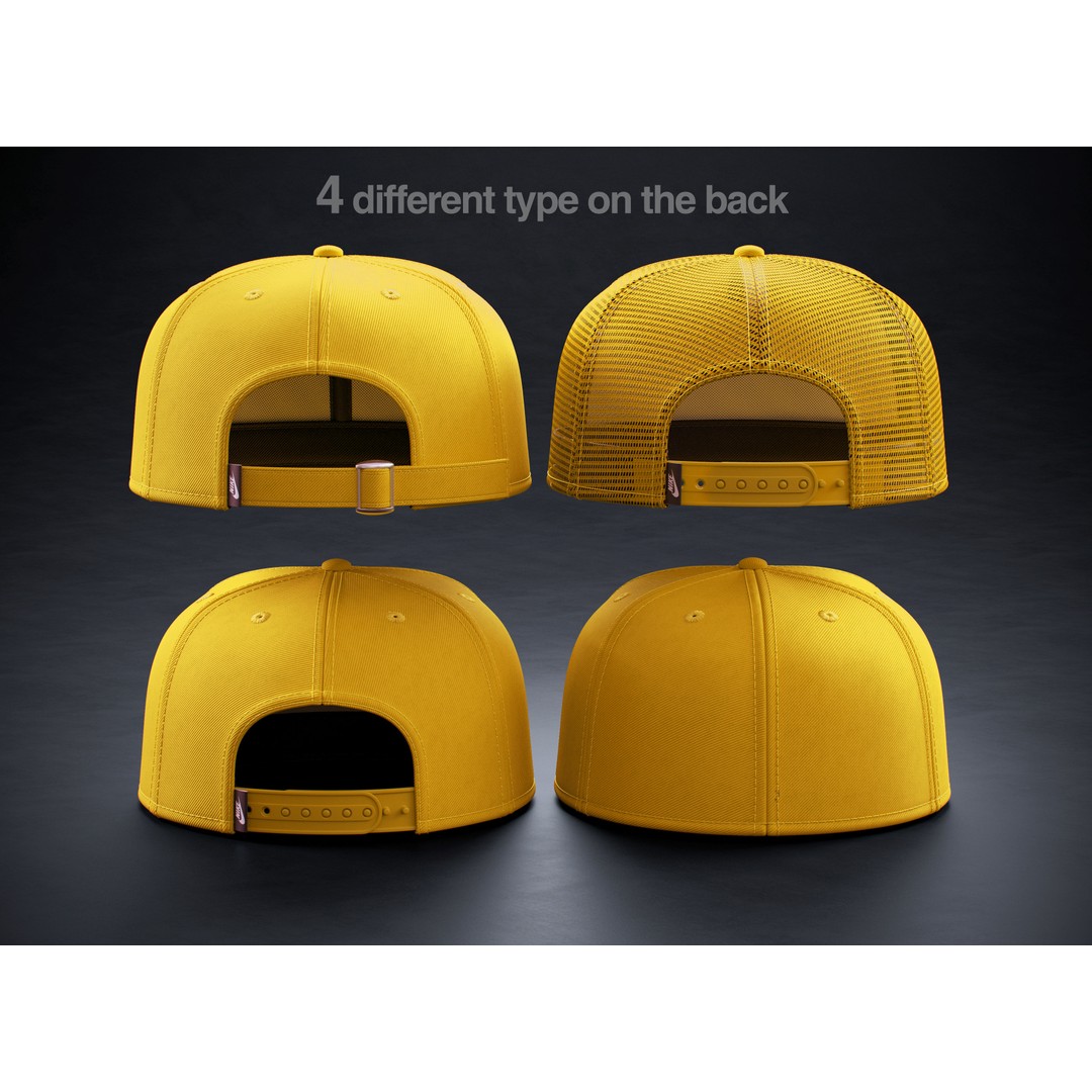 Yellow Snapback Cap 3D Model – High Quality PBR Asset, FBX & OBJ - View 3