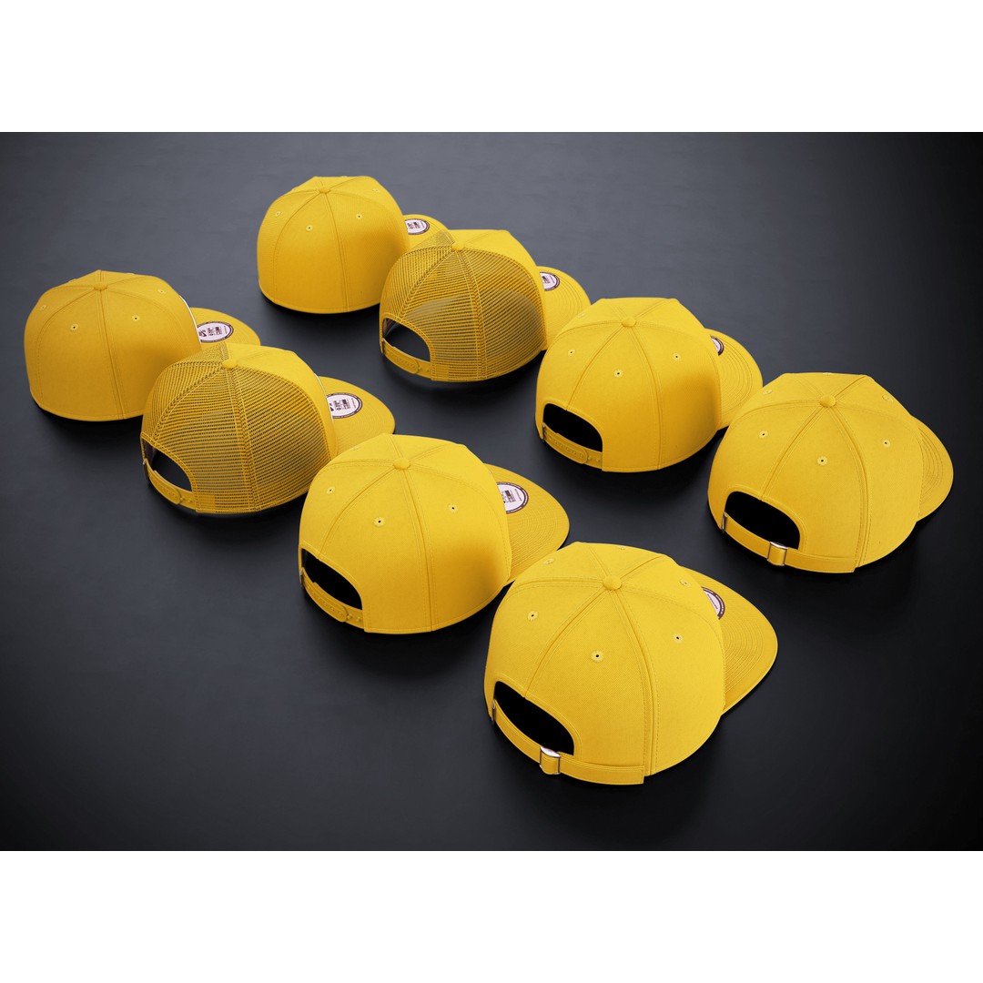 Yellow Snapback Cap 3D Model – High Quality PBR Asset, FBX & OBJ - View 7