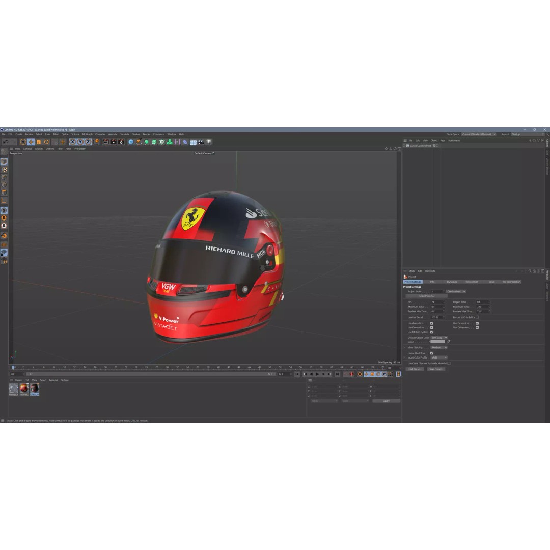 Ferrari Helmets 3D Model – High Detailed Game-Ready Asset, FBX, OBJ - View 13