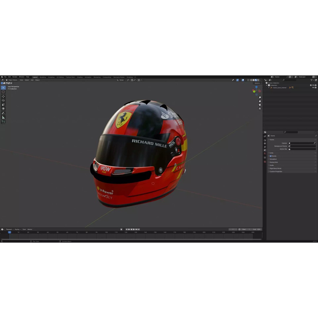 Ferrari Helmets 3D Model – High Detailed Game-Ready Asset, FBX, OBJ - View 14