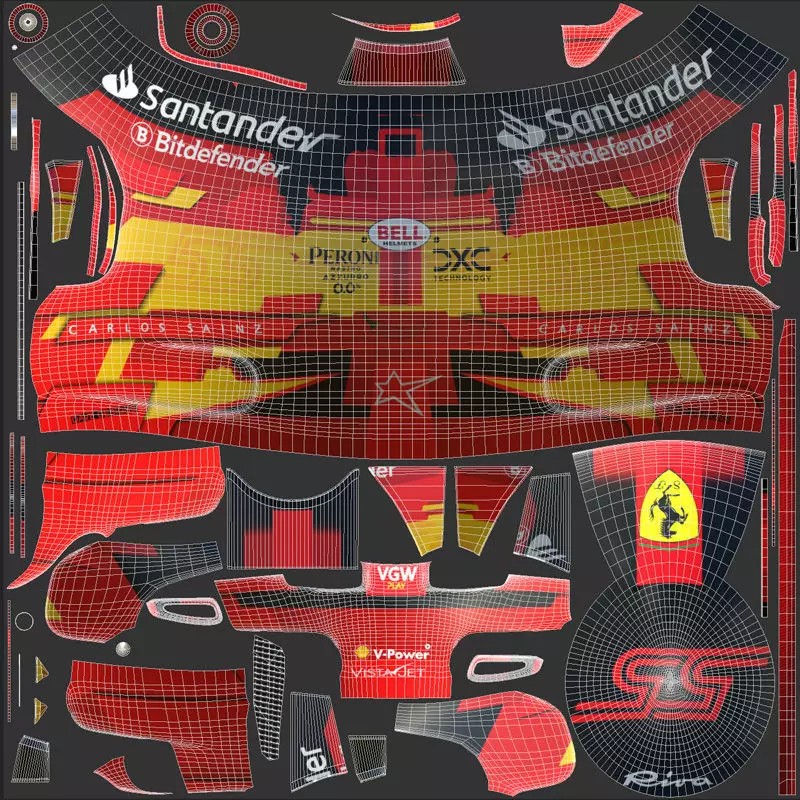 Ferrari Helmets 3D Model – High Detailed Game-Ready Asset, FBX, OBJ - View 18